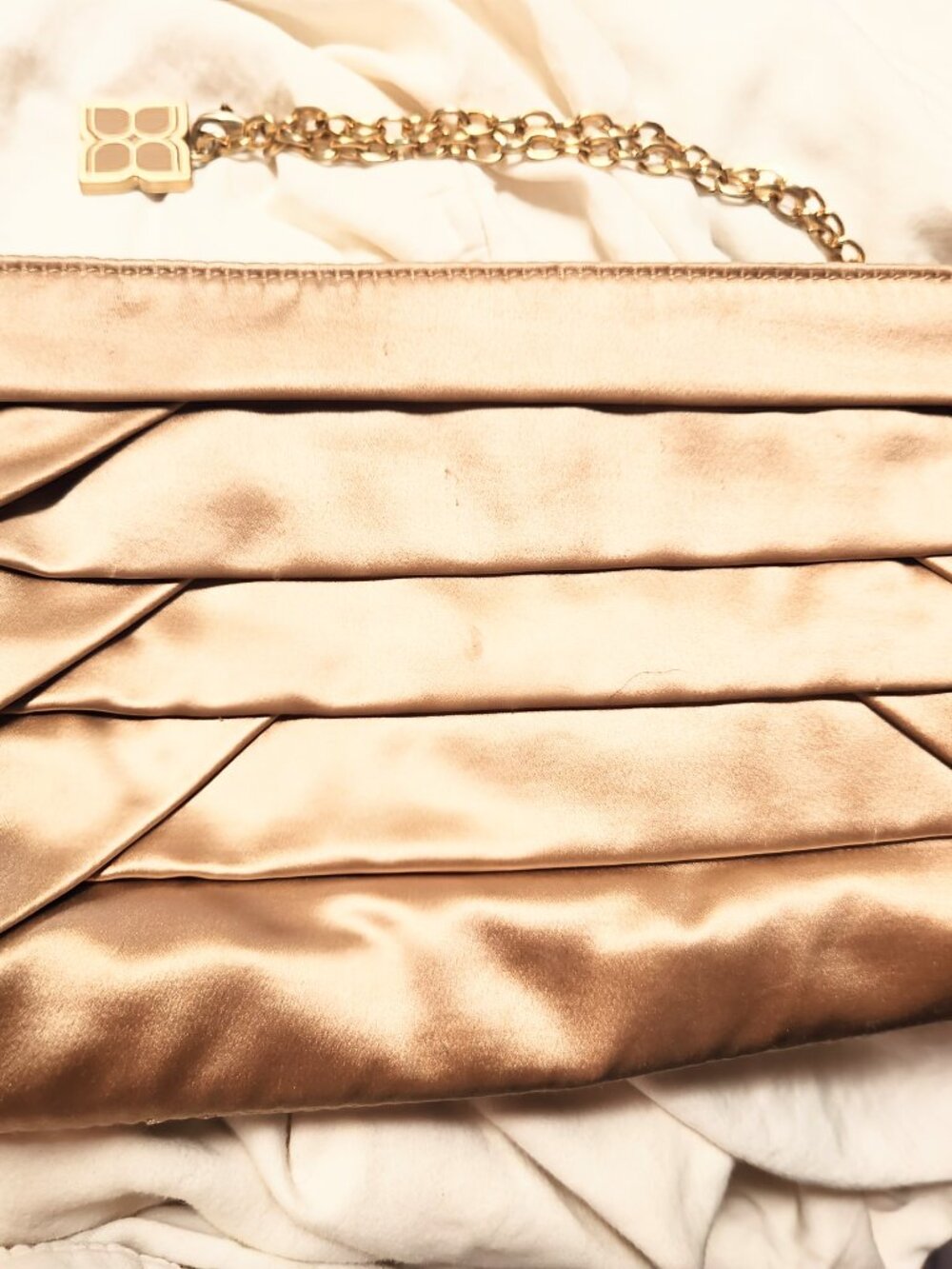 BCBG Vintage Champaign Silk Clutch Gold Wristlet